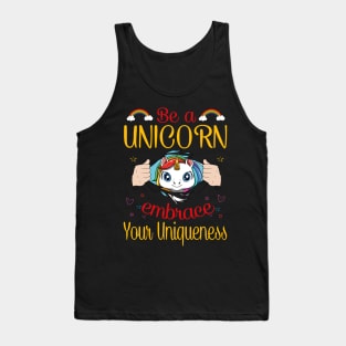 Cute Unicorn Horn Pretty Rainbow Colors Funny Quote Tank Top